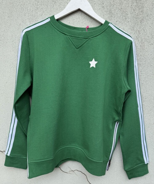 Arm Stripe Sweatshirt in Forest Green / White by Sophie Moran