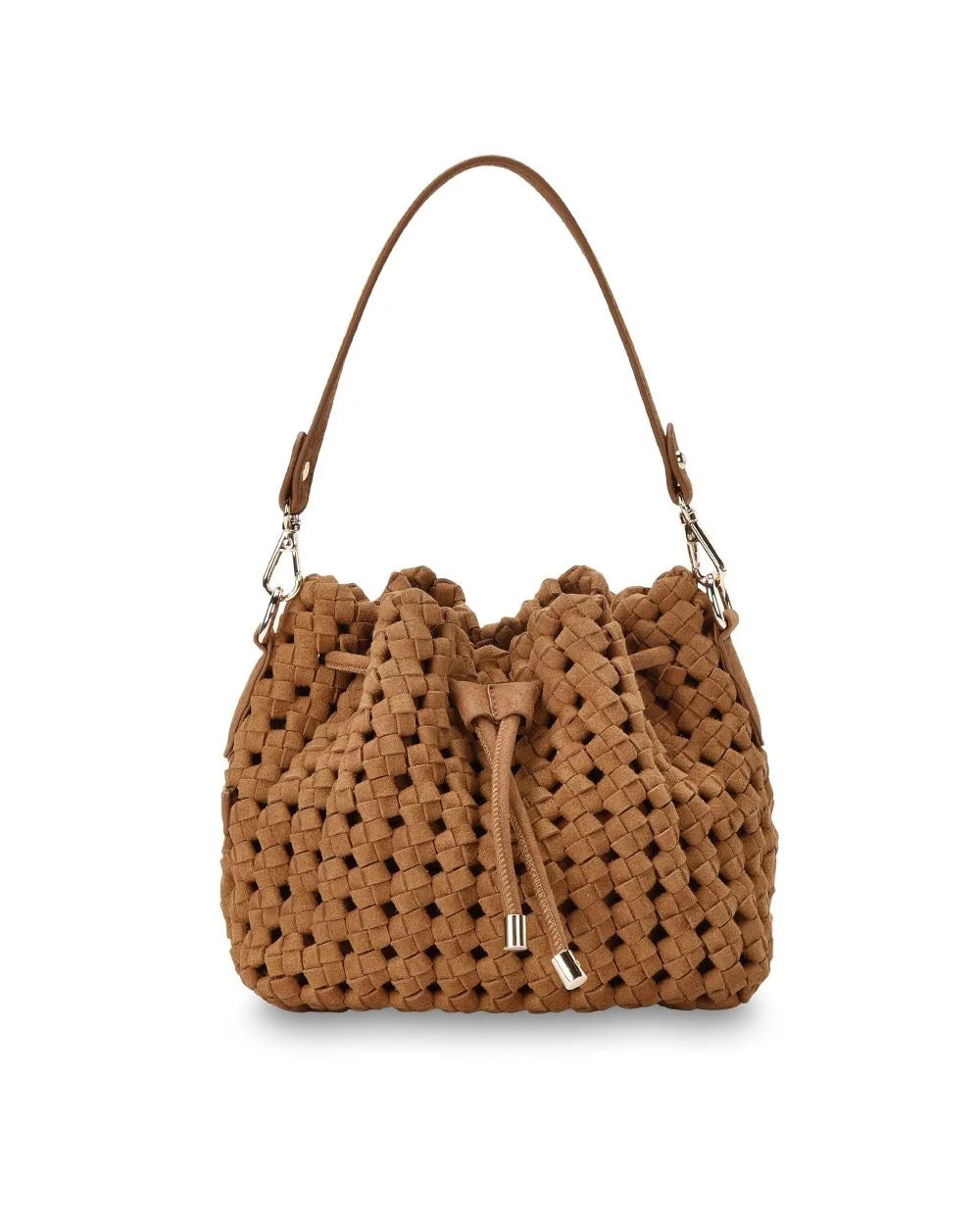 Box Weave Bucket Bag in Tan by Arlington Milne
