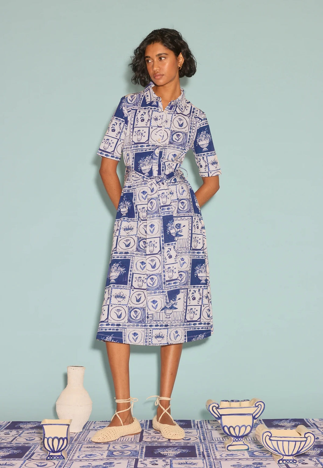 Vera Short Sleeve Dress in 'Lyon Tile' by Nancybird