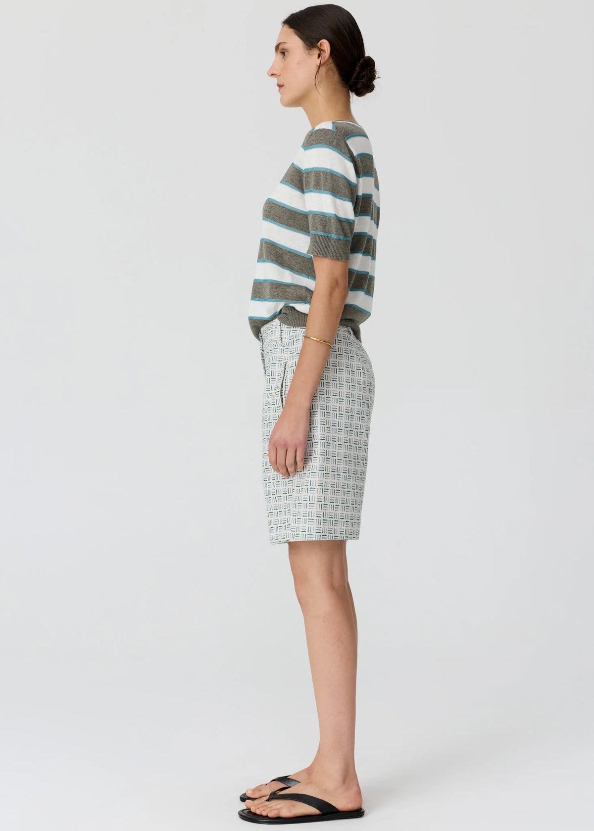 Darcey Stripe Knit in Moss/White/Blue by POL