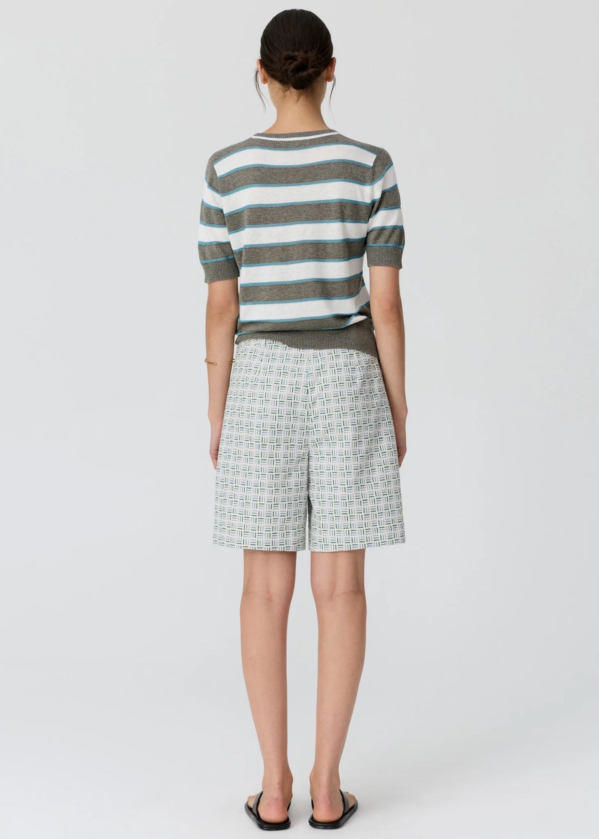 Darcey Stripe Knit in Moss/White/Blue by POL