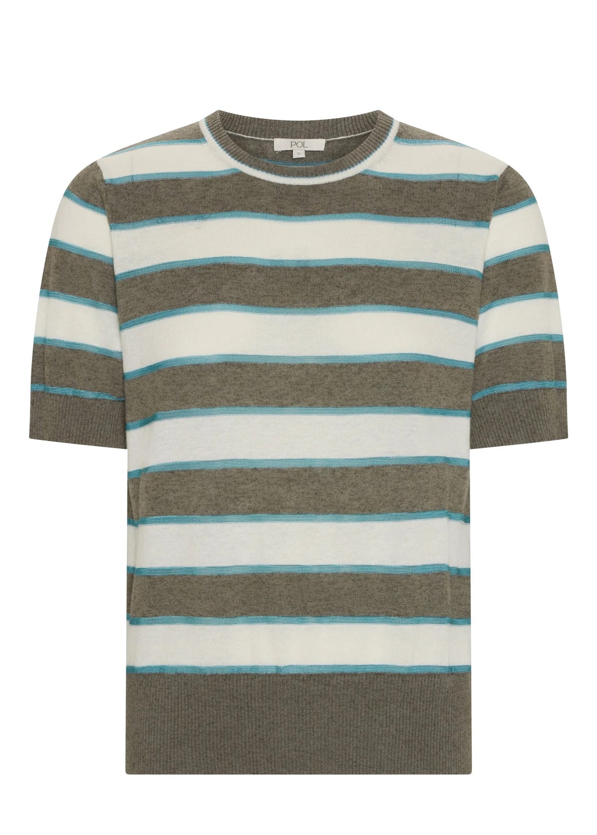 Darcey Stripe Knit in Moss/White/Blue by POL