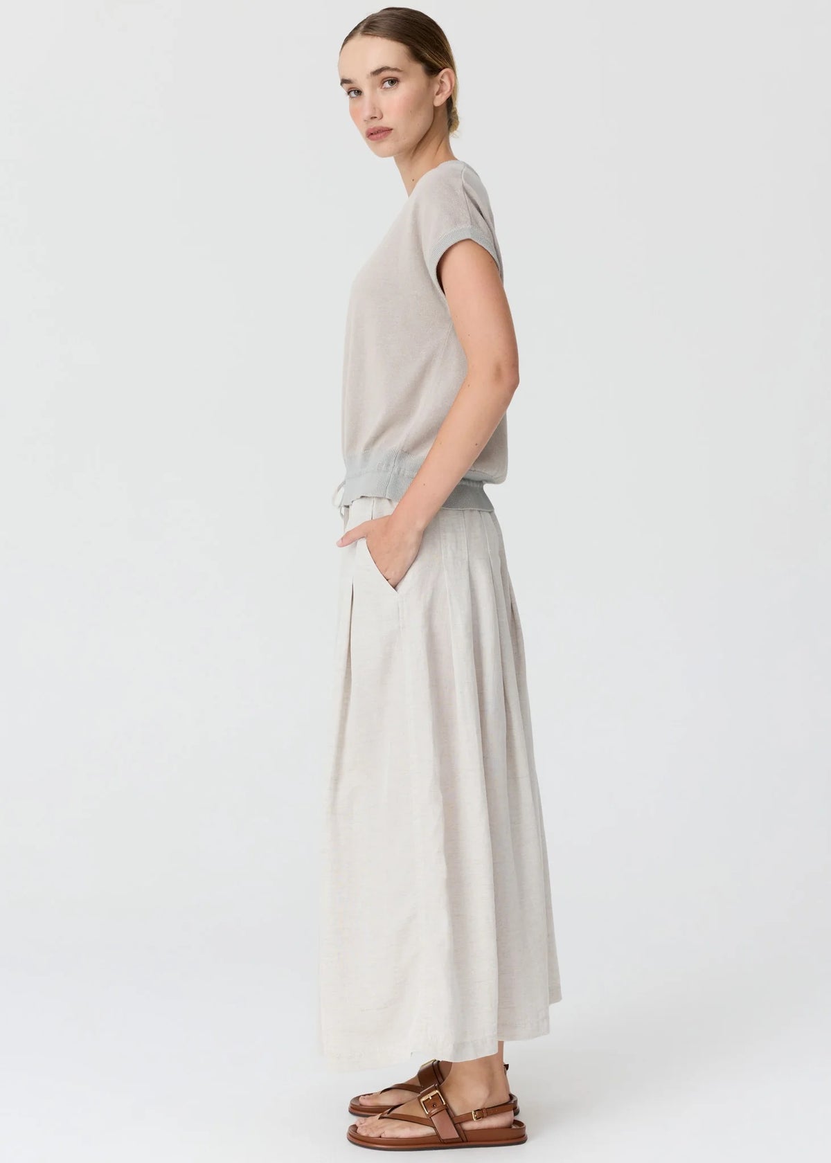Reed Painted Knit in Pebble/Mint by POL