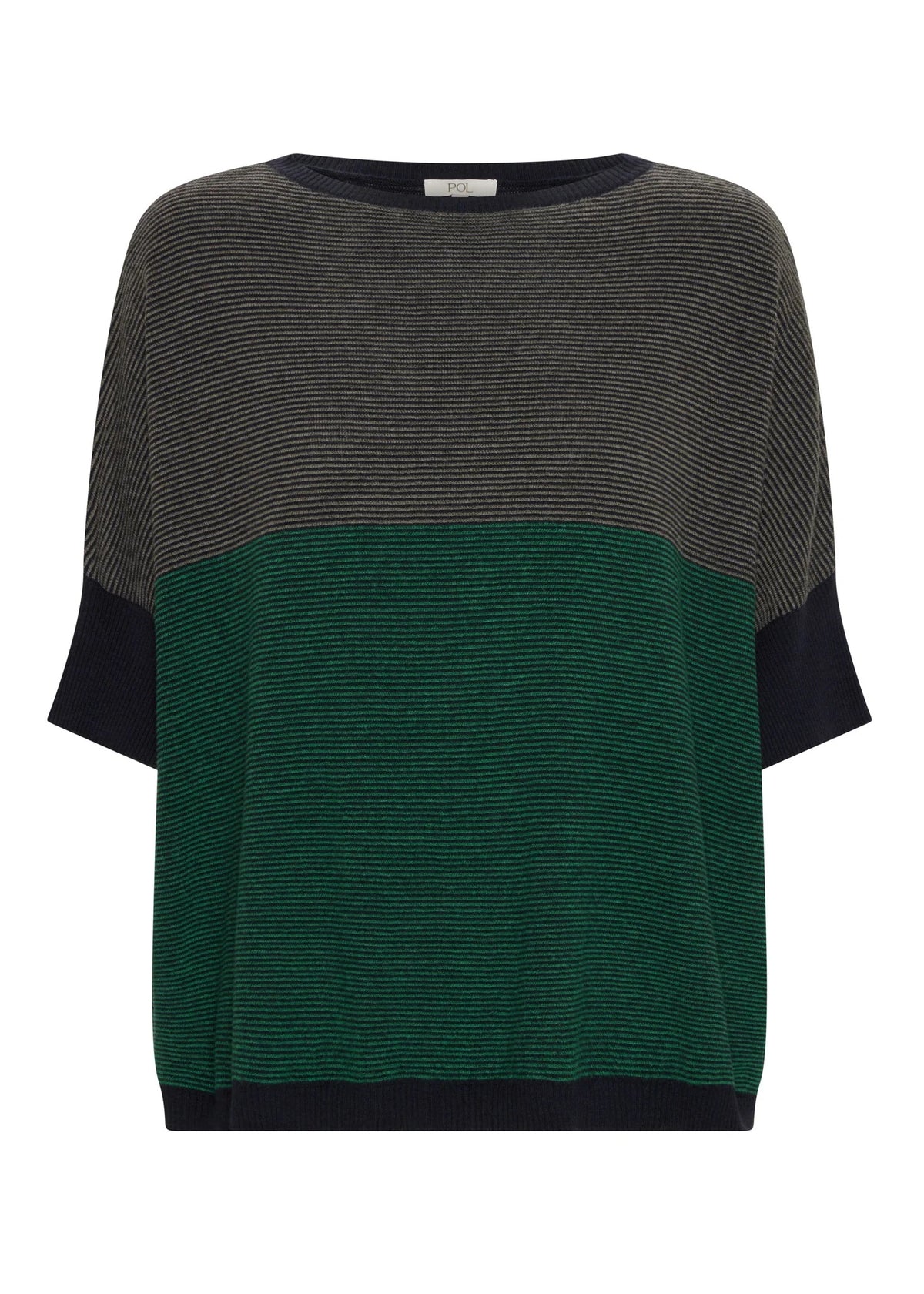 Reed Textured Stripe Tee in Green Multi by POL
