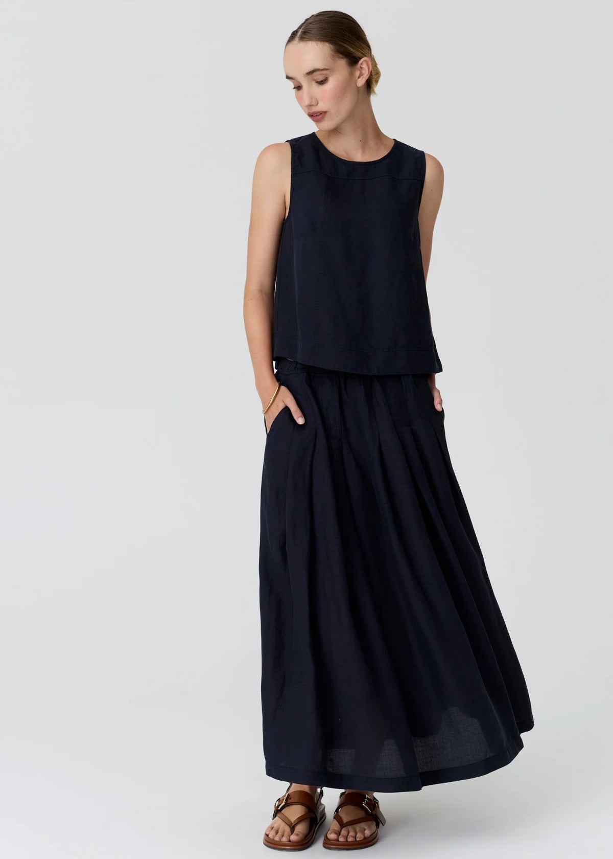 Frankie Pleat Skirt in Ink by POL
