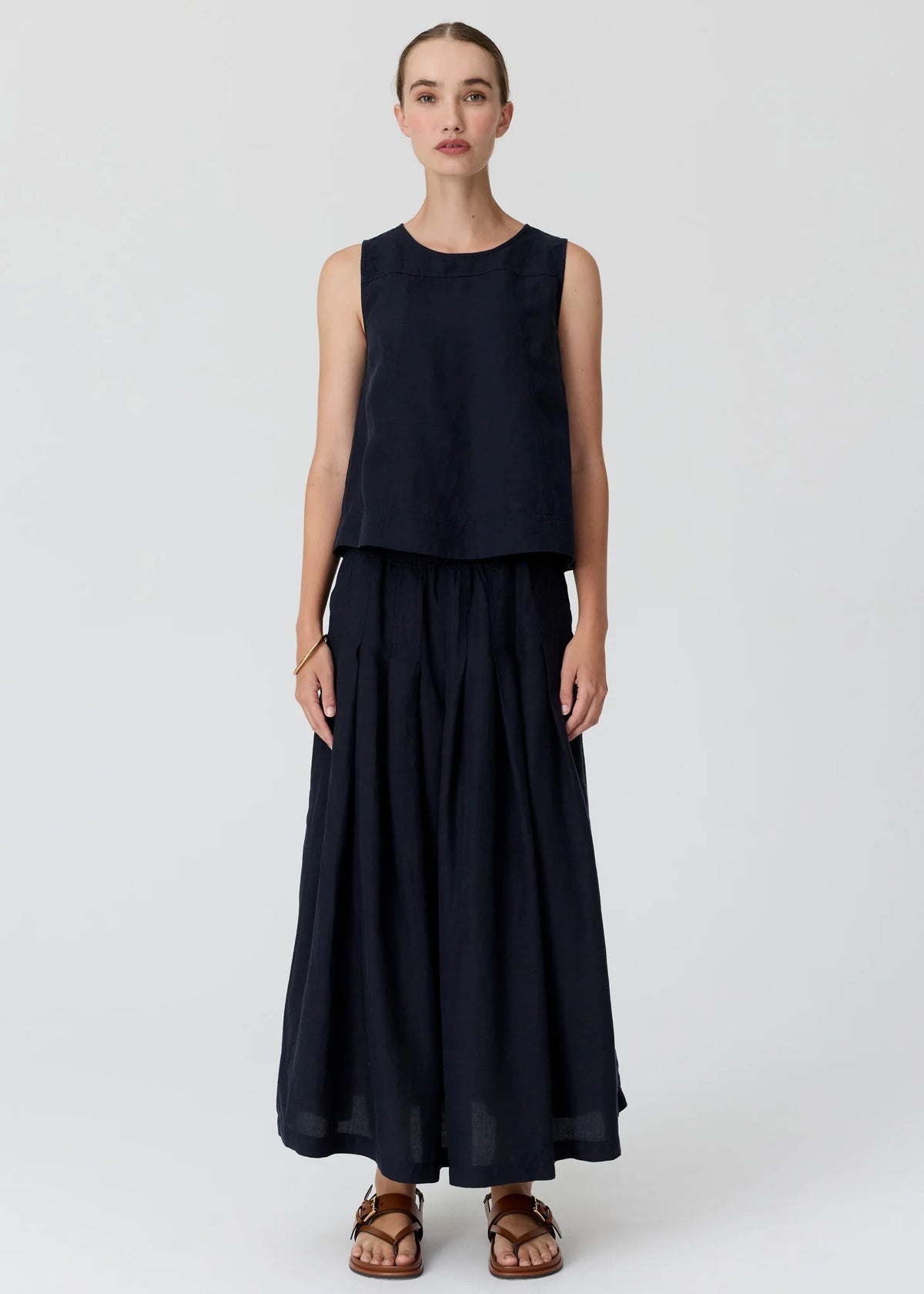 Frankie Pleat Skirt in Ink by POL