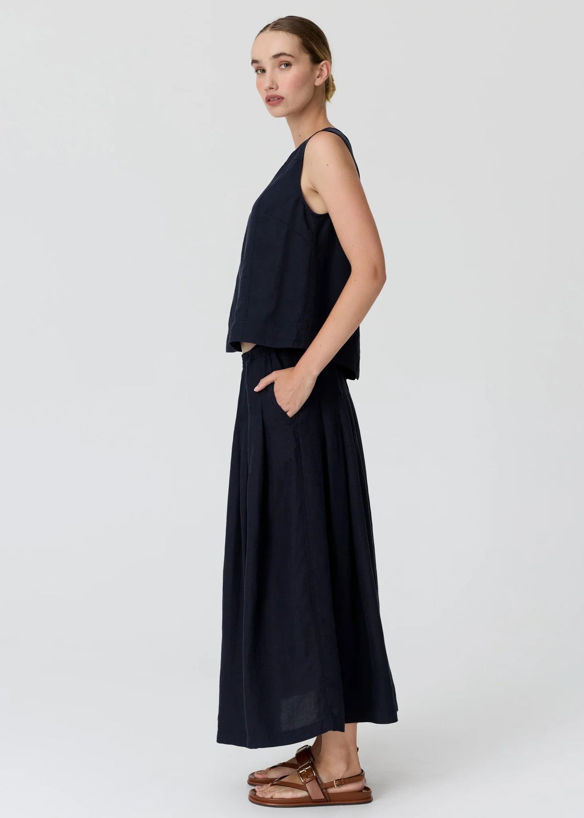 Frankie Pleat Skirt in Ink by POL