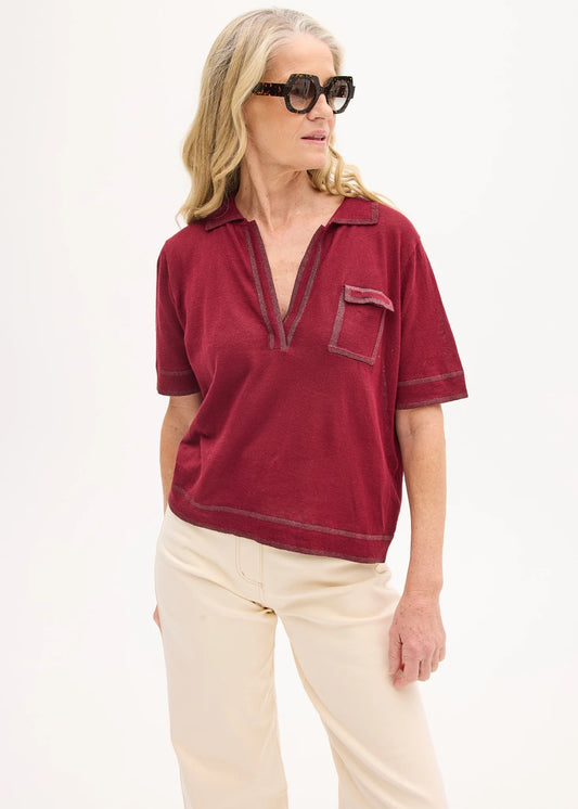 Sela Knit Polo in Berry/Berry by POL