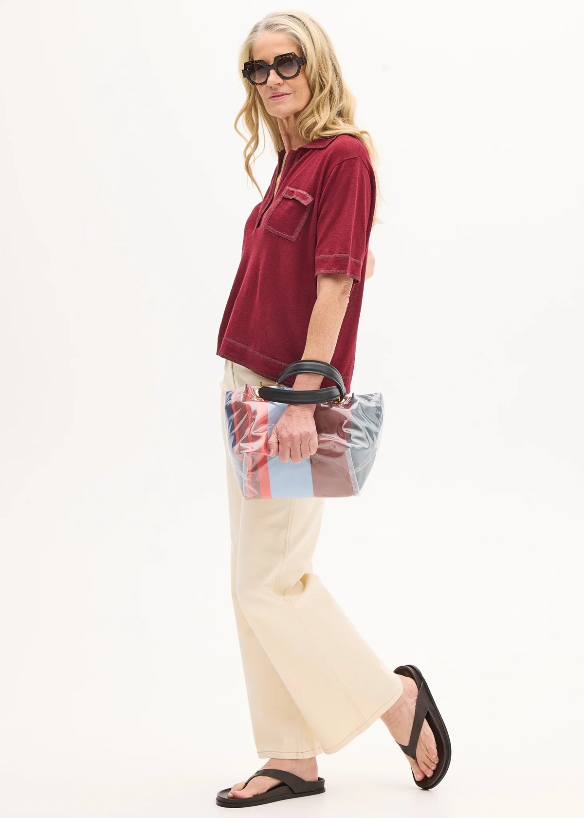 Sela Knit Polo in Berry/Berry by POL