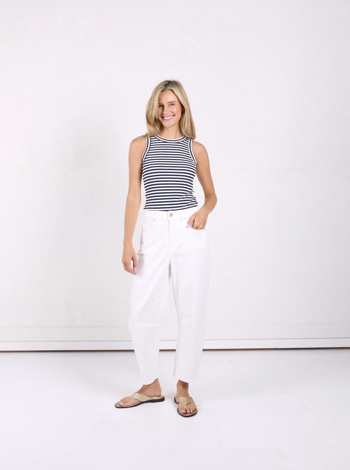 Toni Barrel Jean in White by Monaco Jeans