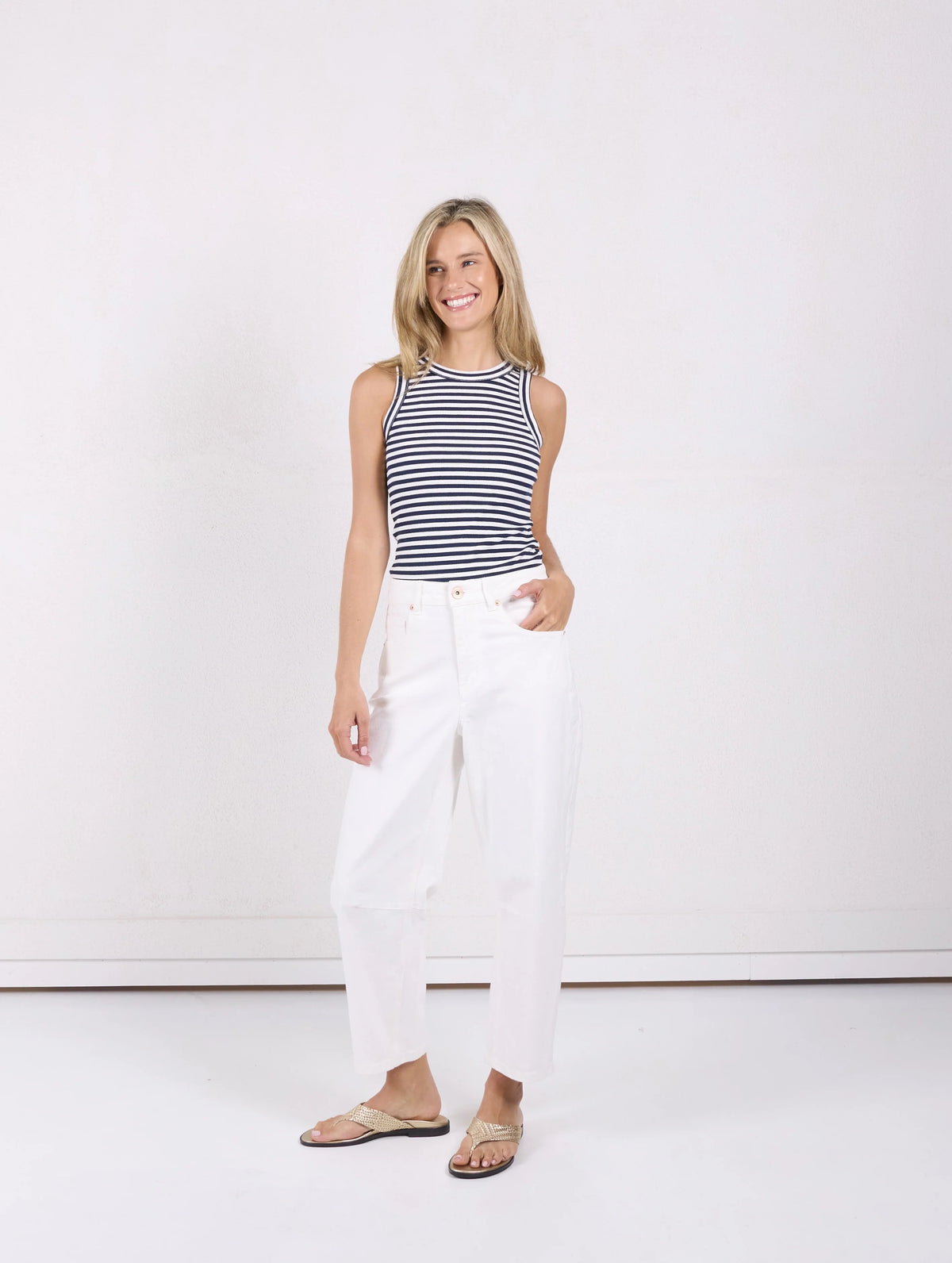 Toni Barrel Jean in White by Monaco Jeans