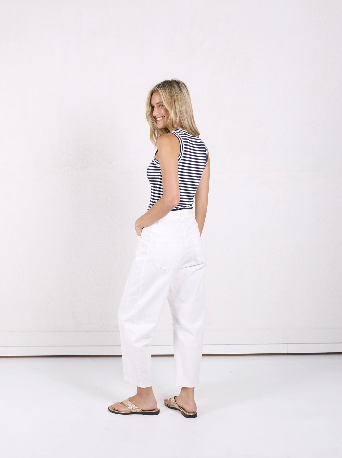 Toni Barrel Jean in White by Monaco Jeans