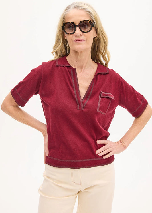 Sela Knit Polo in Berry/Berry by POL