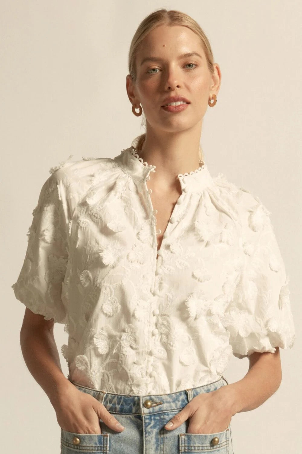Solstice Top in Porcelain Broderie by Zoe Kratzmann