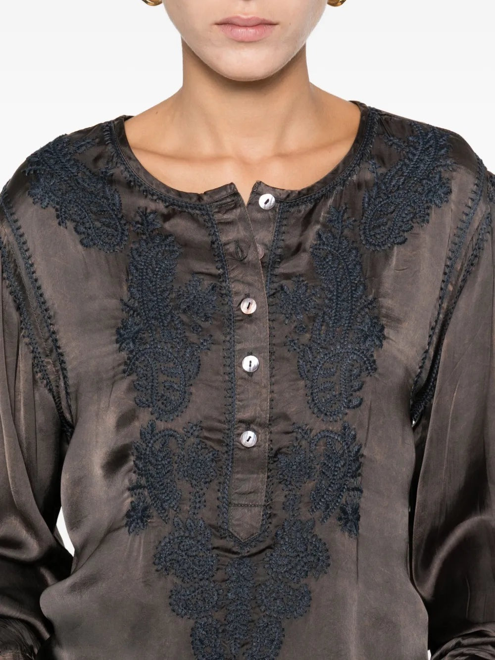 Clotilde Blouse in Mystic Green by Maison Hotel