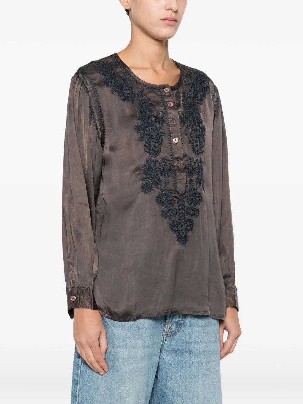 Clotilde Blouse in Mystic Green by Maison Hotel