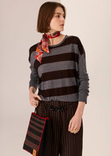 Load image into Gallery viewer, Meira Stripe Knit in Charcoal/Choc by POL
