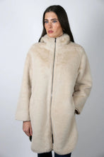 Load image into Gallery viewer, Caribou Hooded Faux Fur Coat in Beige by Angel Wings
