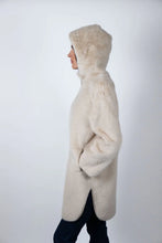 Load image into Gallery viewer, Caribou Hooded Faux Fur Coat in Beige by Angel Wings
