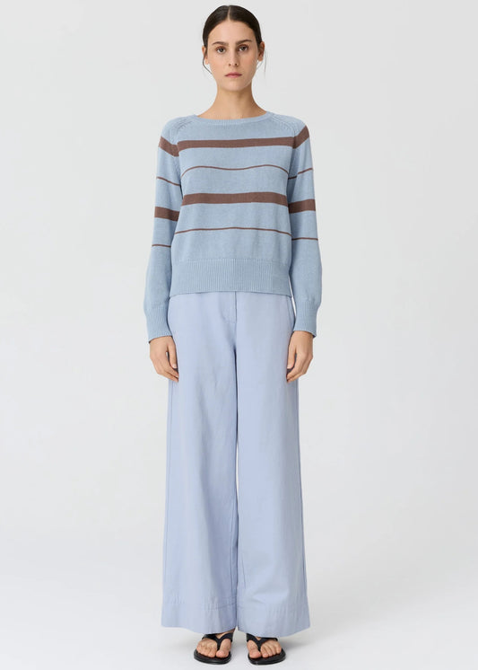 Rosin Stripe Knit in Blue/Choc by POL
