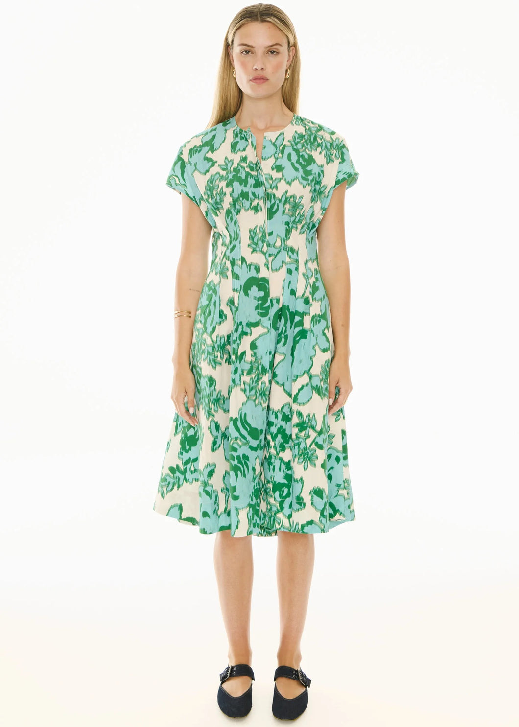 Jaine Tucked Dress in Static Floral by POL