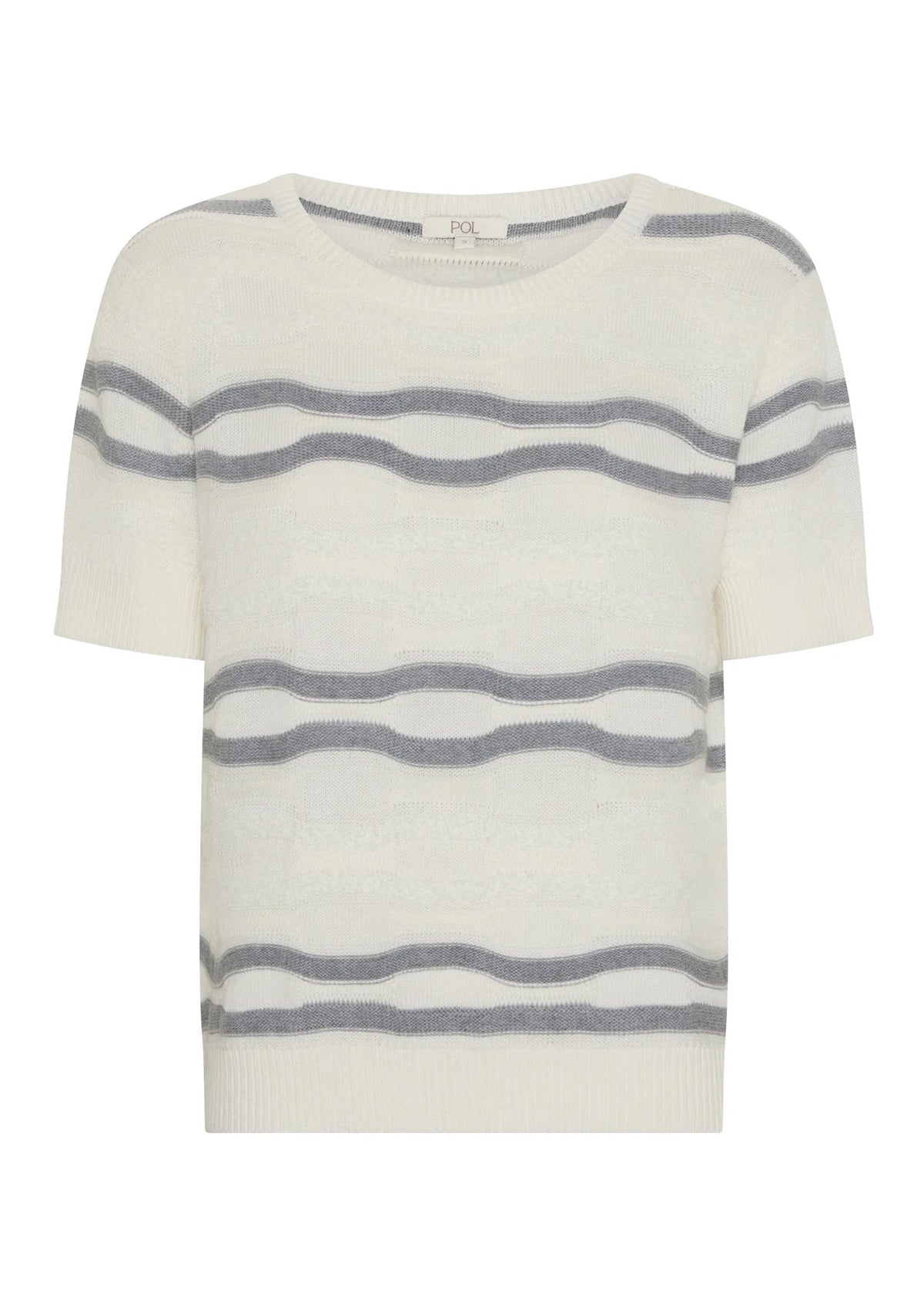 Liana Textured Stripe Tee in White/Silver/White by POL