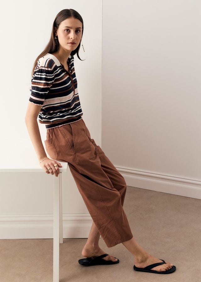 Dahlia Knit Polo in Multistripe by POL
