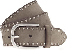 Load image into Gallery viewer, Taupe Stud Leather Belt by Vanzetti
