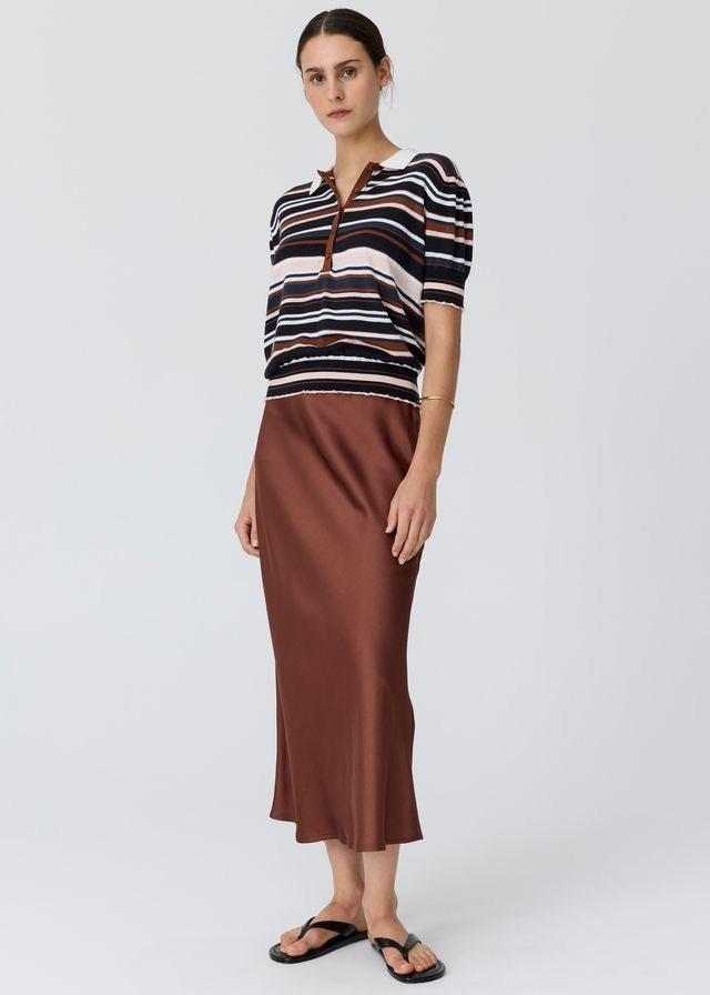 Dahlia Knit Polo in Multistripe by POL