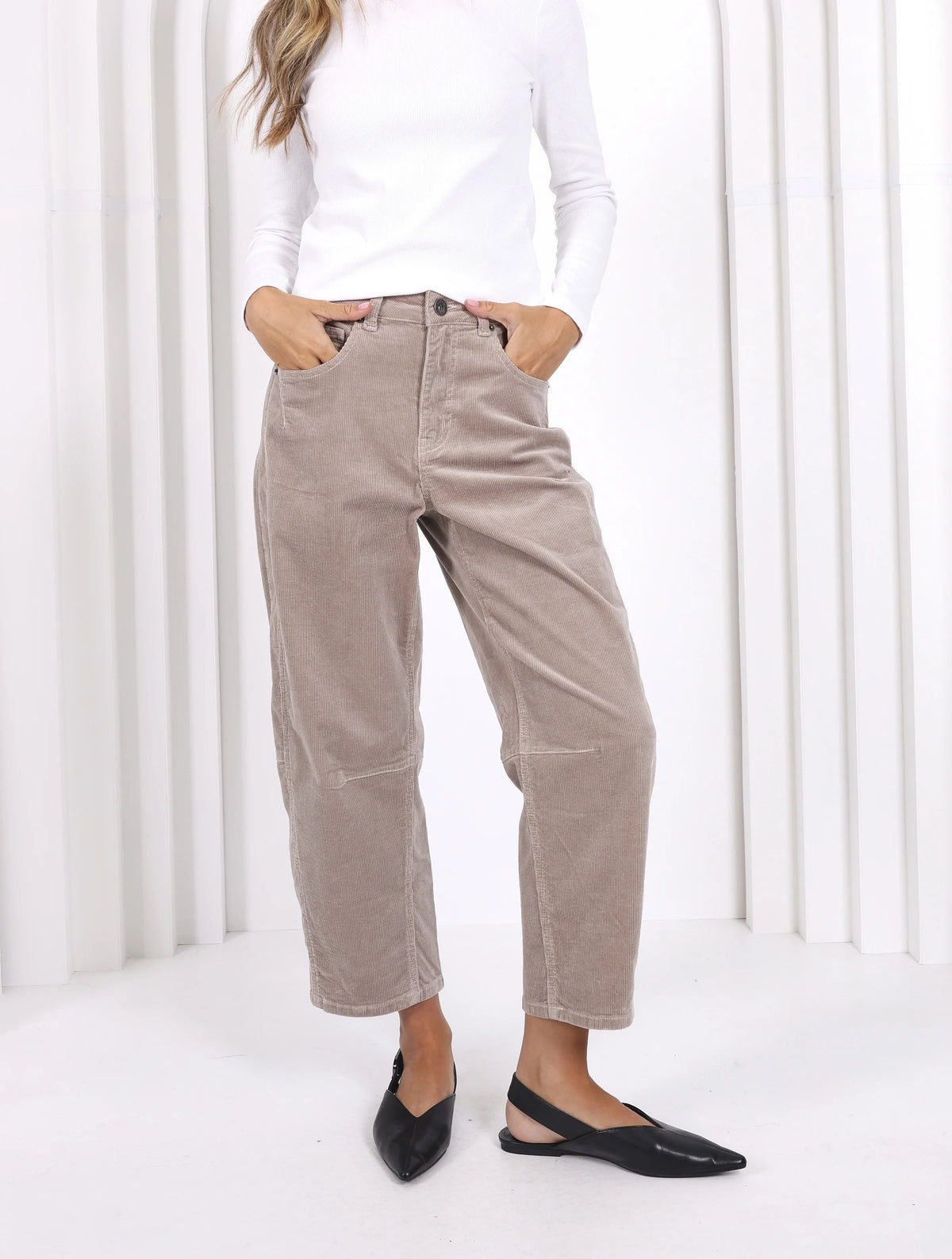 Toni Barrel Jean in Latte Corduroy by Monaco Jeans