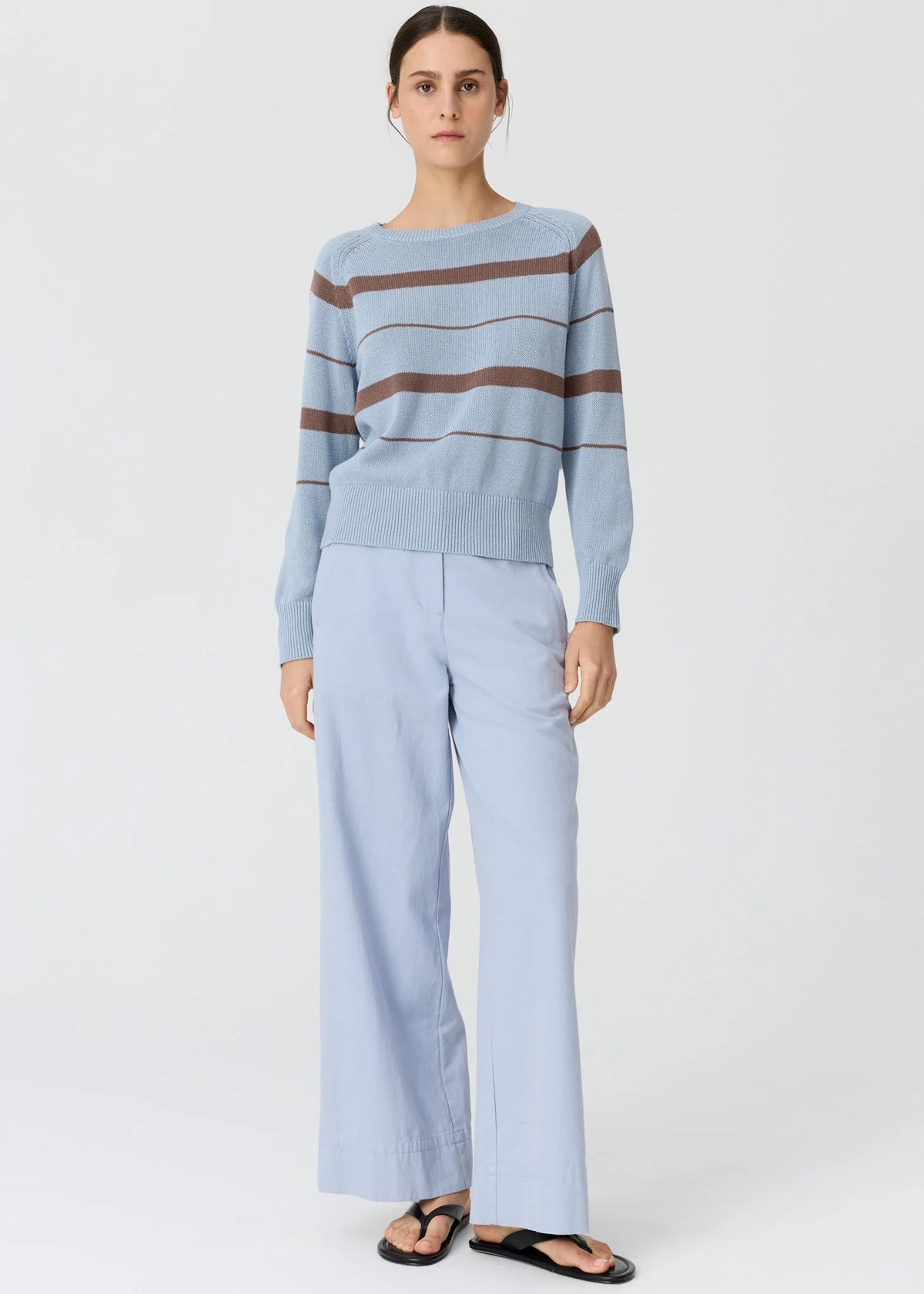 Rosin Stripe Knit in Blue/Choc by POL
