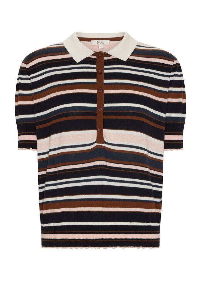 Dahlia Knit Polo in Multistripe by POL