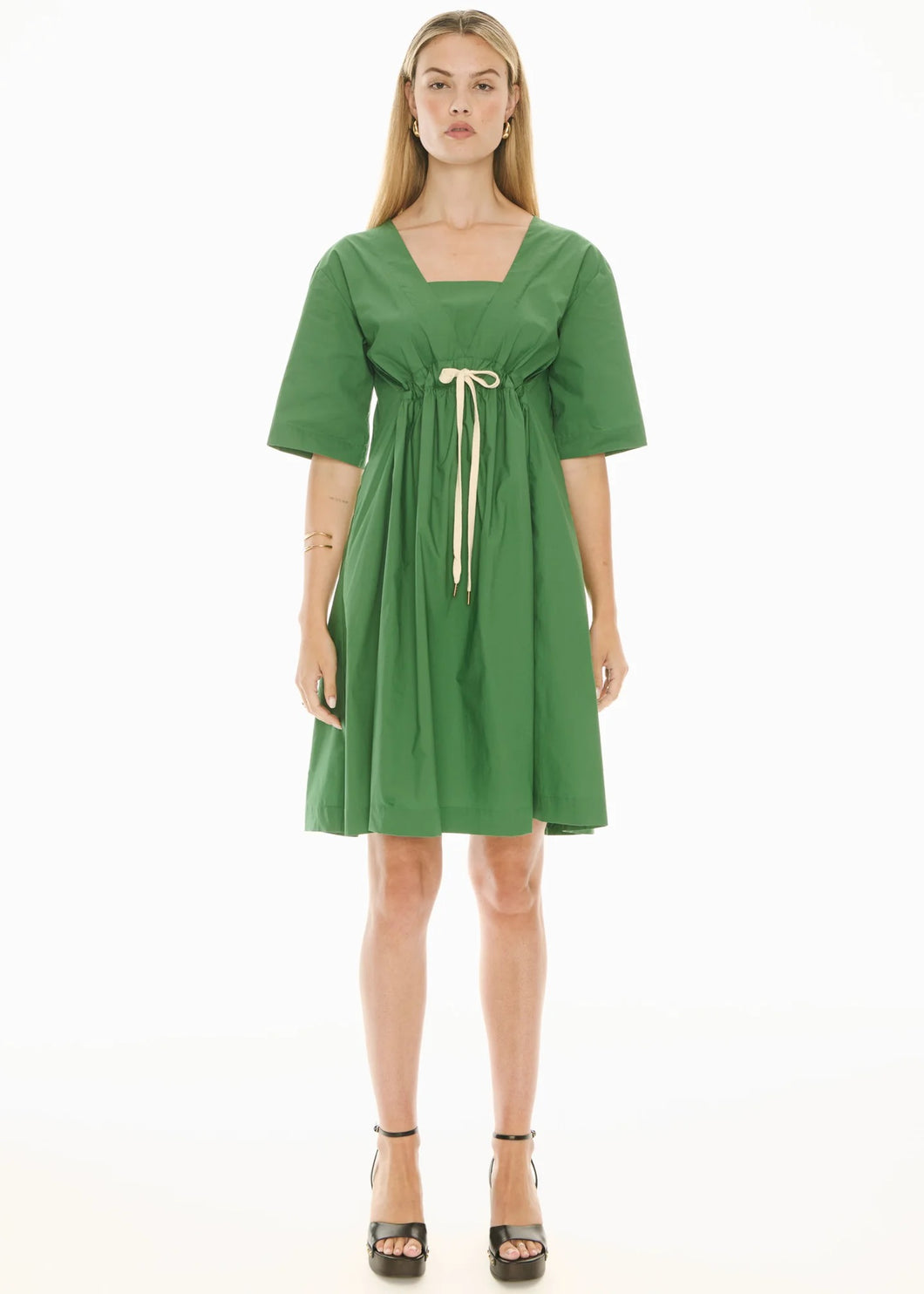 Orlo Drawcord Dress in Green by POL