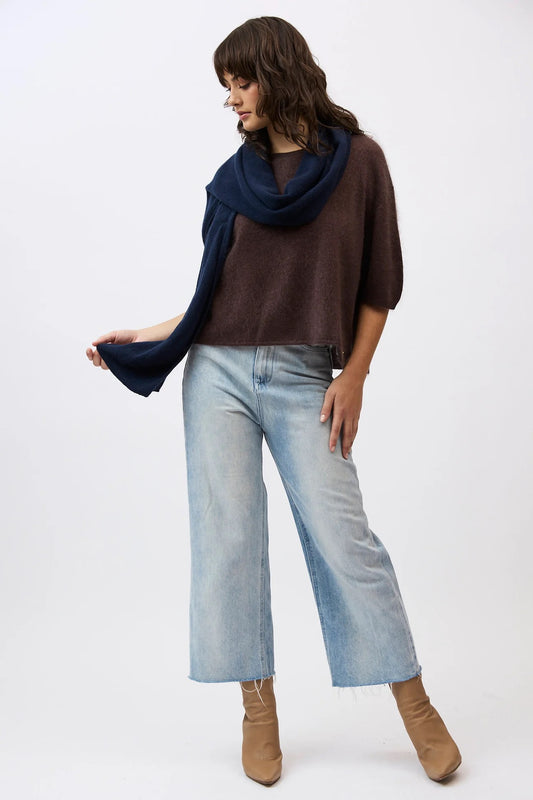 Pure Cashmere Scarf in Navy by Mia Fratino