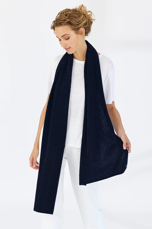 Pure Cashmere Scarf in Navy by Mia Fratino