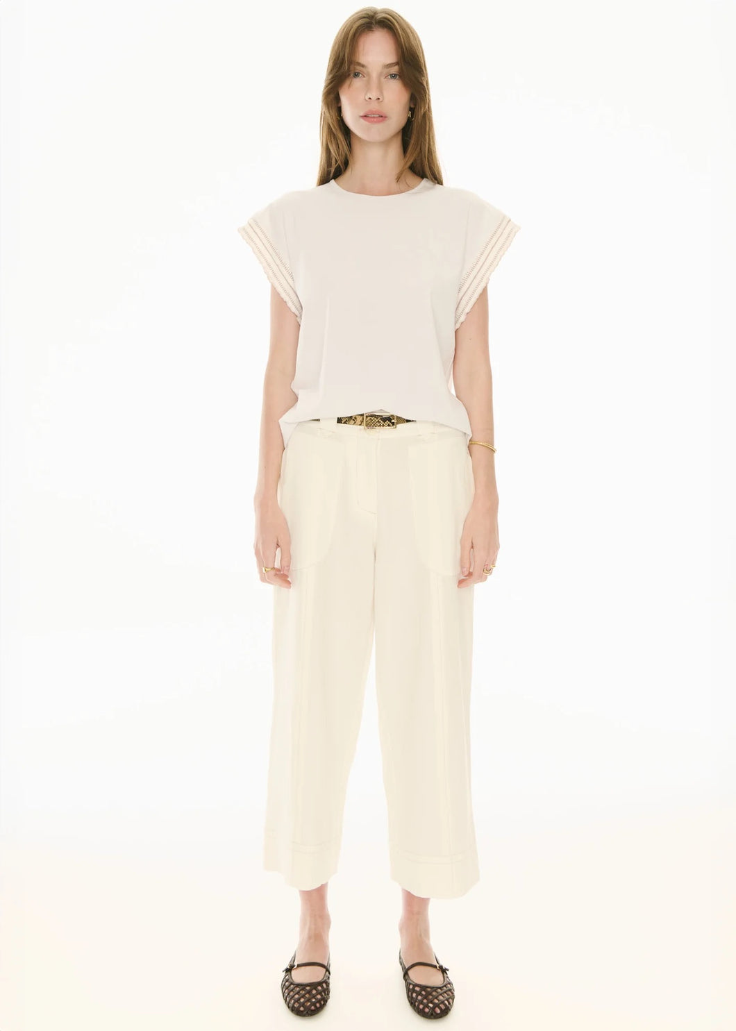 Oskar Cropped Pant in Ecru by POL