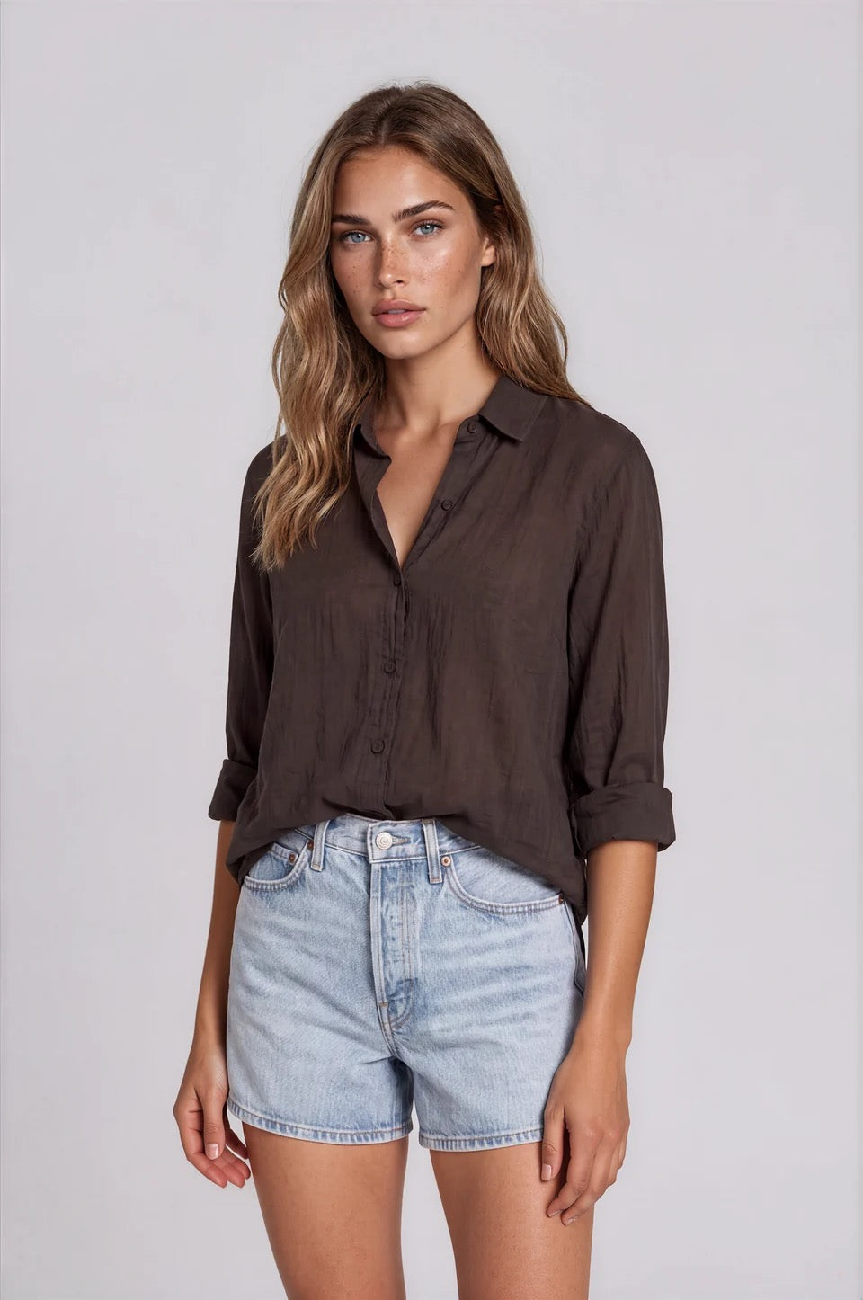 Chiara Shirt in Chocolate by La Gemme