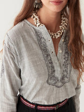 Load image into Gallery viewer, Cas Blouse in Blue Stripes by Maison Hotel
