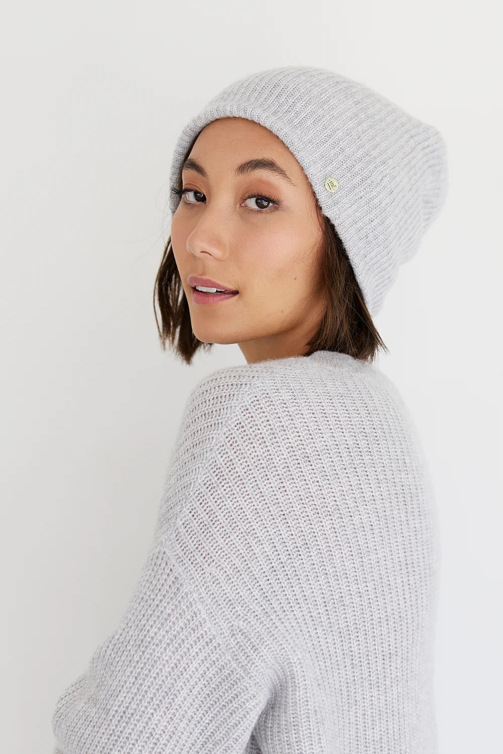 Pure Cashmere Ribbed Beanie by Mia Fratino