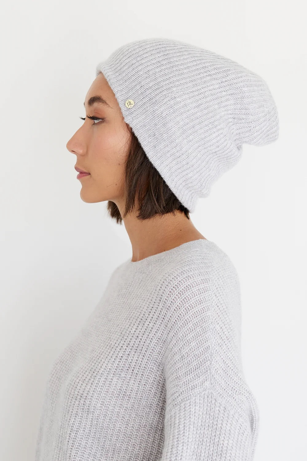 Pure Cashmere Ribbed Beanie by Mia Fratino