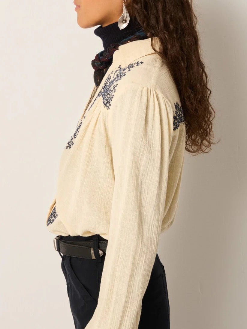 Amrit Blouse in Navy Blue by Maison Hotel