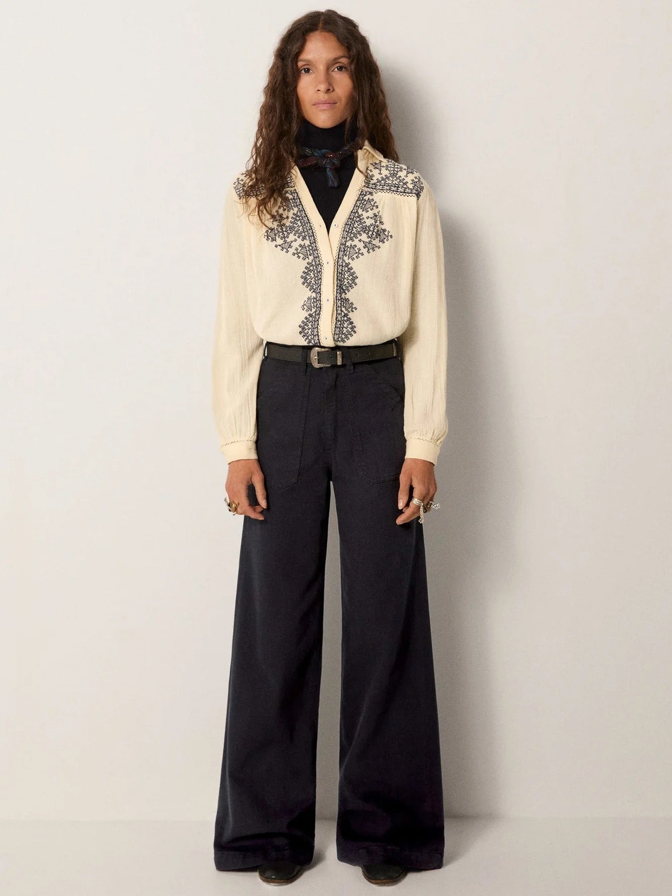 Amrit Blouse in Navy Blue by Maison Hotel