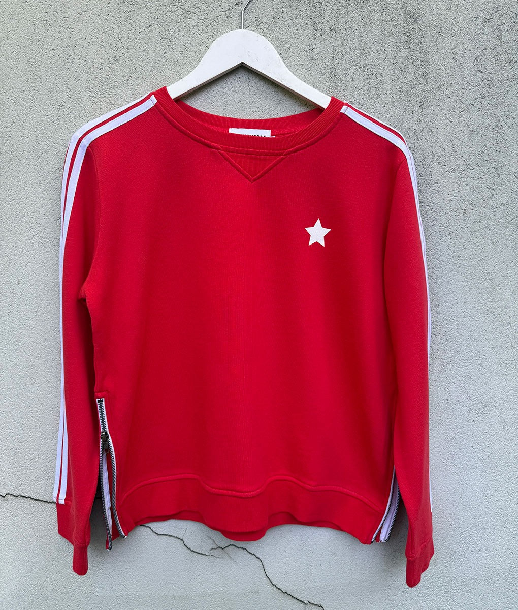 Arm Stripe Sweatshirt in Red White by Sophie Moran