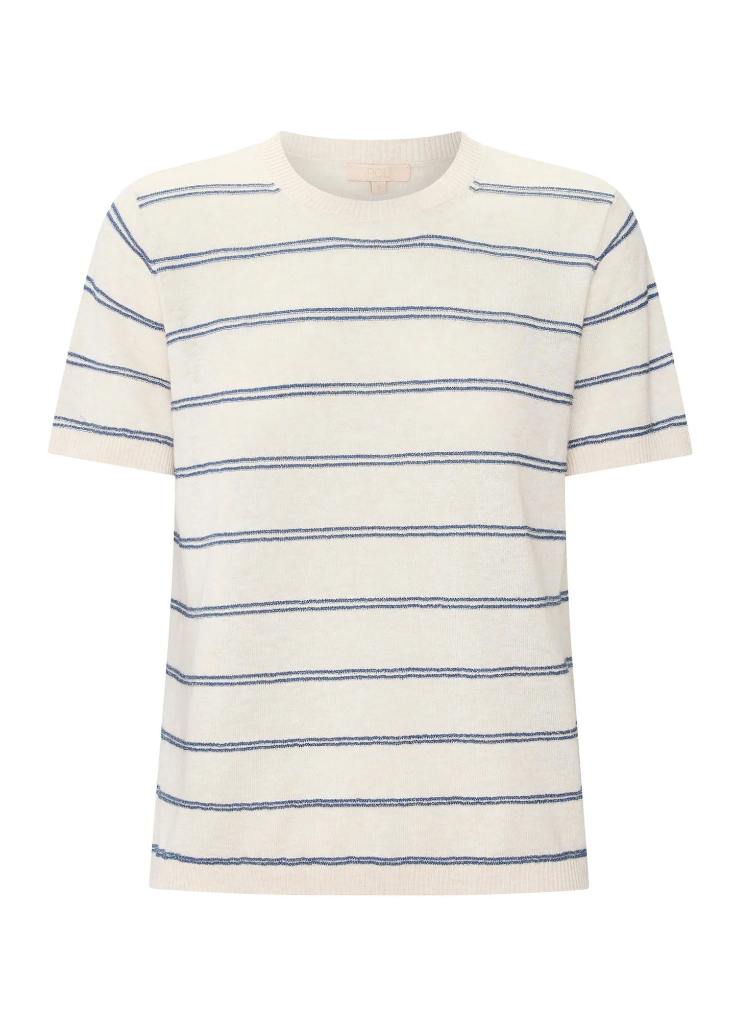 Sable Stripe Knit Tee in Pebble/Blue by POL