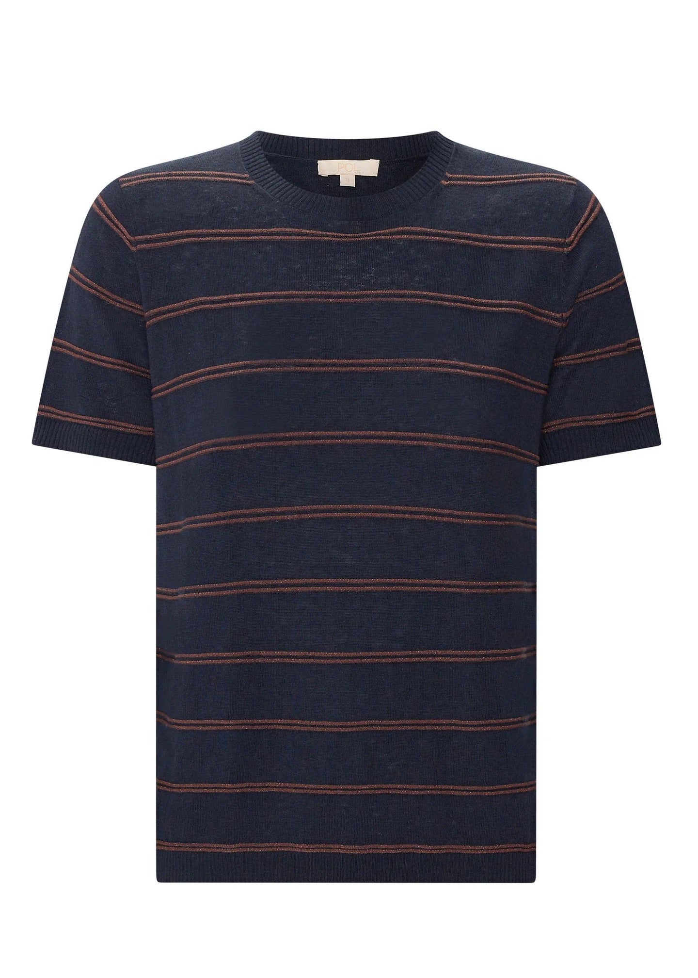 Sable Stripe Knit Tee in Ink/Choc by POL
