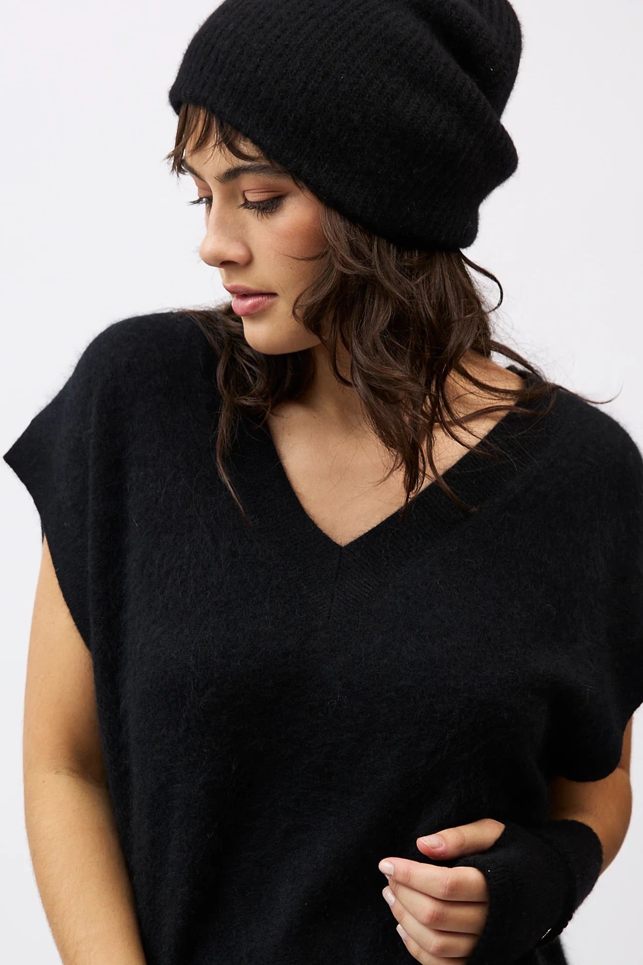 Pure Cashmere Ribbed Beanie by Mia Fratino