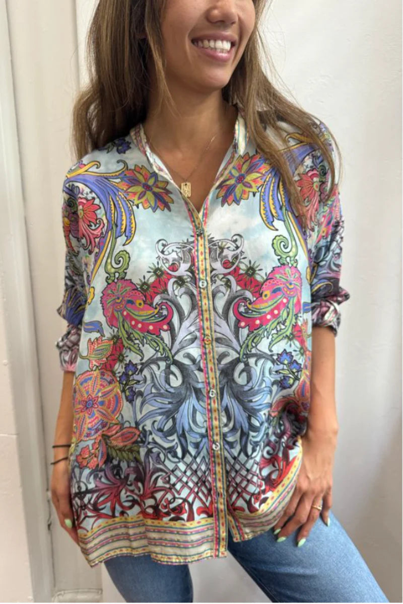Audrey Blouse in Akai by Johnny Was