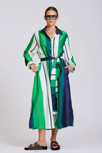 Load image into Gallery viewer, Luxe Luna Long Line Oversized Shirt Dress in Green Stripe by Shirty
