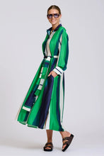 Load image into Gallery viewer, Luxe Luna Long Line Oversized Shirt Dress in Green Stripe by Shirty
