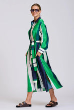 Load image into Gallery viewer, Luxe Luna Long Line Oversized Shirt Dress in Green Stripe by Shirty
